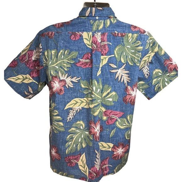 Reyn Spooner Hawaiian Aloha Floral Reverse Print Pullover Shirt Medium Pocket - Picture 3 of 9